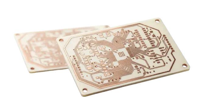 CEM-1 PCB board with copper circuit traces, component mounting holes, and electronic connection points.
