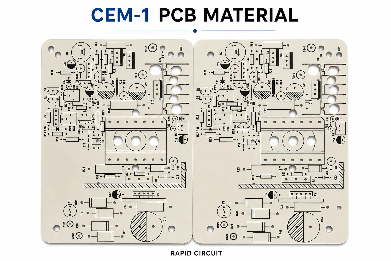 CEM-1 PCB material with copper foil and composite epoxy paper substrate.