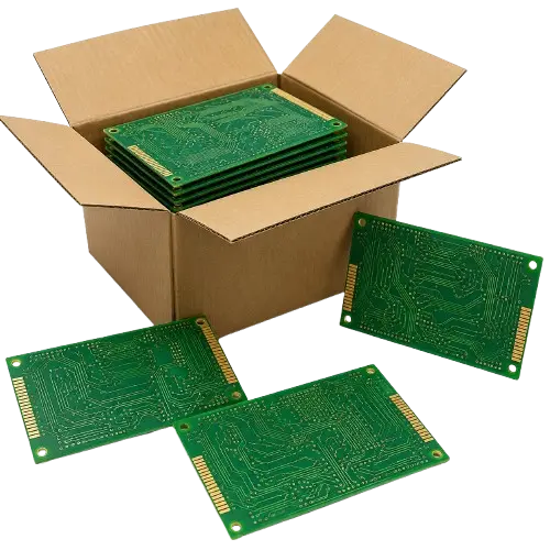 PCB boards packed in cardboard box - Rapid Circuit PCB manufacturing prototype to production