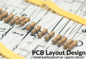 Professional PCB layout design services showing detailed circuit board routing, component placement, and optimized PCB layout.