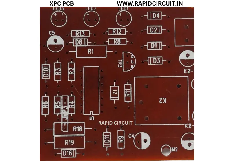 XPC PCB circuit board with electronic component footprints